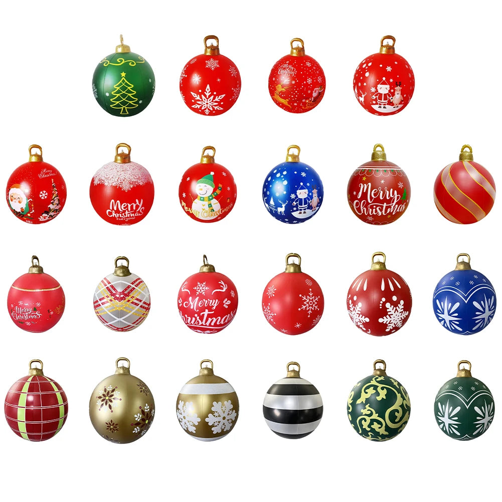 60CM Xmas Decorative Ball Colorful Christmas Inflatable Ball Large Versatile Porch Courtyard Ornaments
