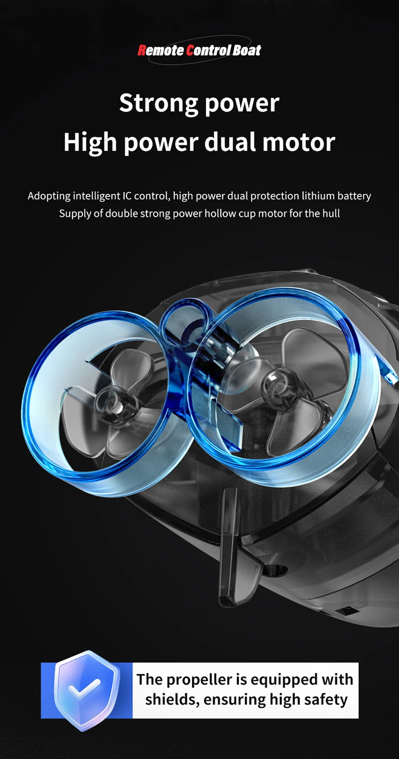 2.4G Electric Racing Boat Waterproof Model Ship Mini LED Light High Speed Remote Control Child Outdoor Toys for Boys Kids Gifts