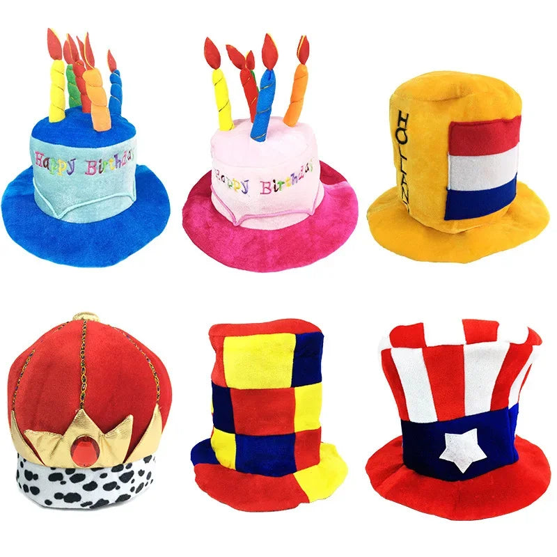 Adult Halloween Fancy Dress Up Hat Stage Show Props Clown Funny Dress Up Clown Hat Carnival Birthday Cake Cap