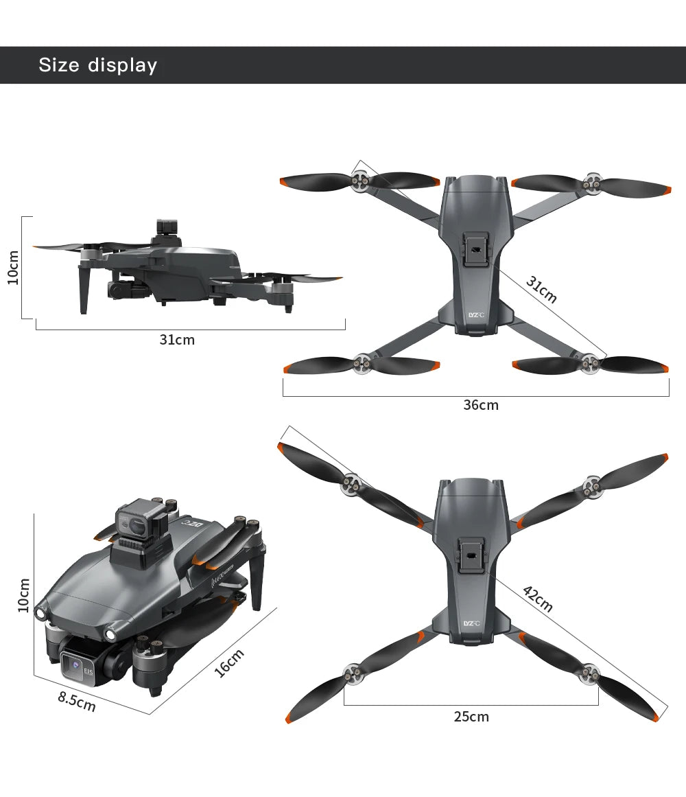 L600 PRO MAX GPS Drone Professional 4K 3-Axis PTZ HD Dual Camera Obstacle Avoidance Brushless Motor 5G WIFI RC Quadcopter Toys
