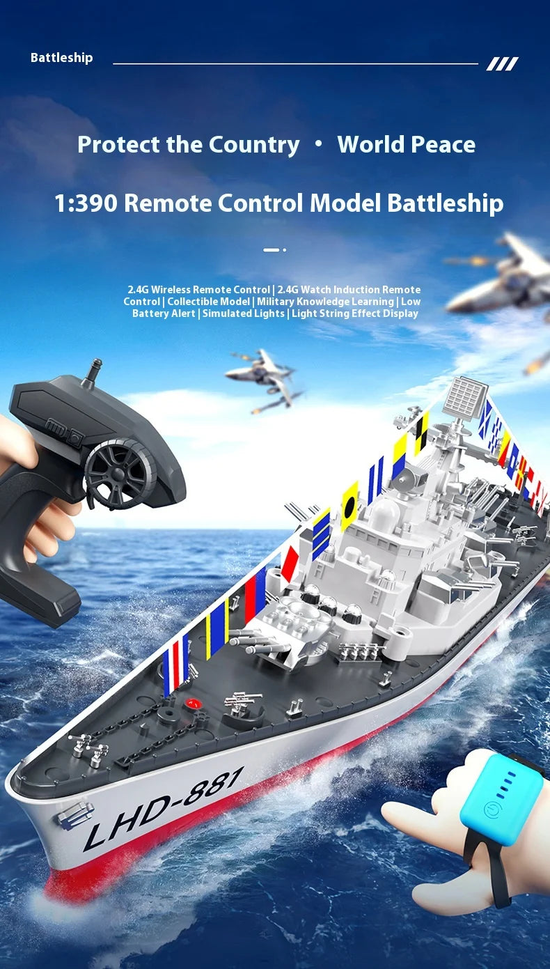 High-Speed Electric Remote Control Boat Speedboat Simulation Warship Oversized Model Launching Adult Children'S Toy Warship.