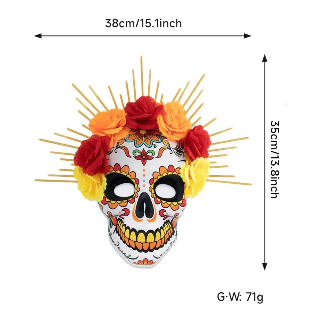 Halloween Mexican Day of The Dead Mask Full Mask Eye Mask Halloween Party Mask Headwear Three-dimensional Skull Mask Carnival