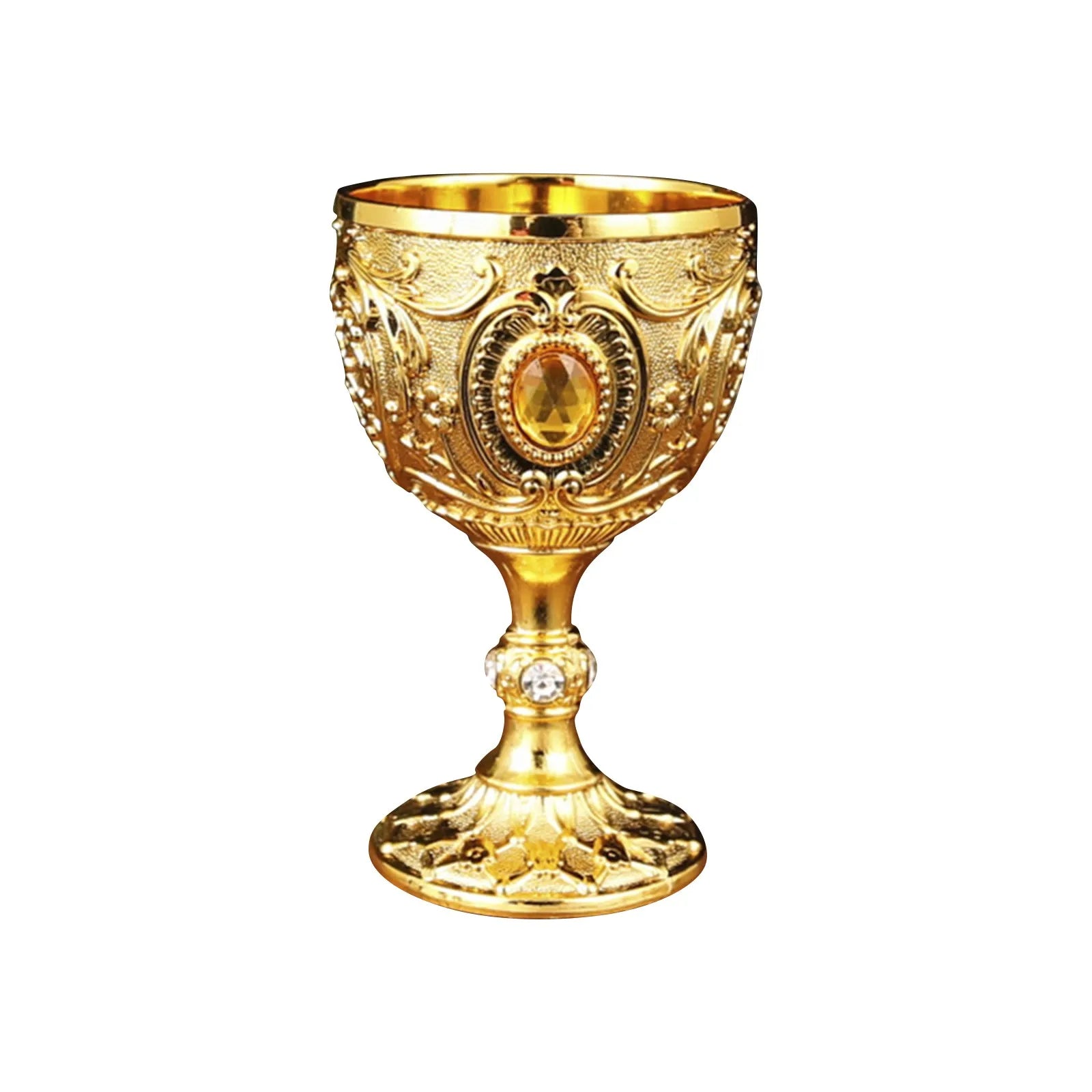 Delicate Drink Cup Retro Metal Diamond-encrusted Wine Glass European Style  Whiskey Glass Anti-break Chalice Gift