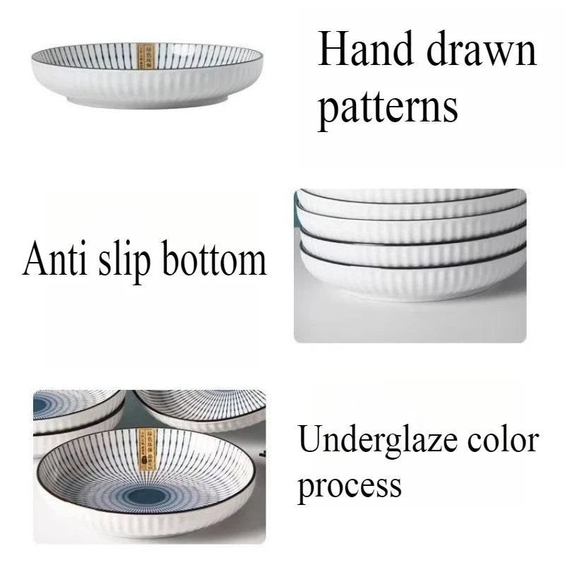 7 Inch Japanese Patterned Disc Ceramic Plate Dinner Dishe Plates Steak Salad Dessert Dinner Dish Home Art Tableware