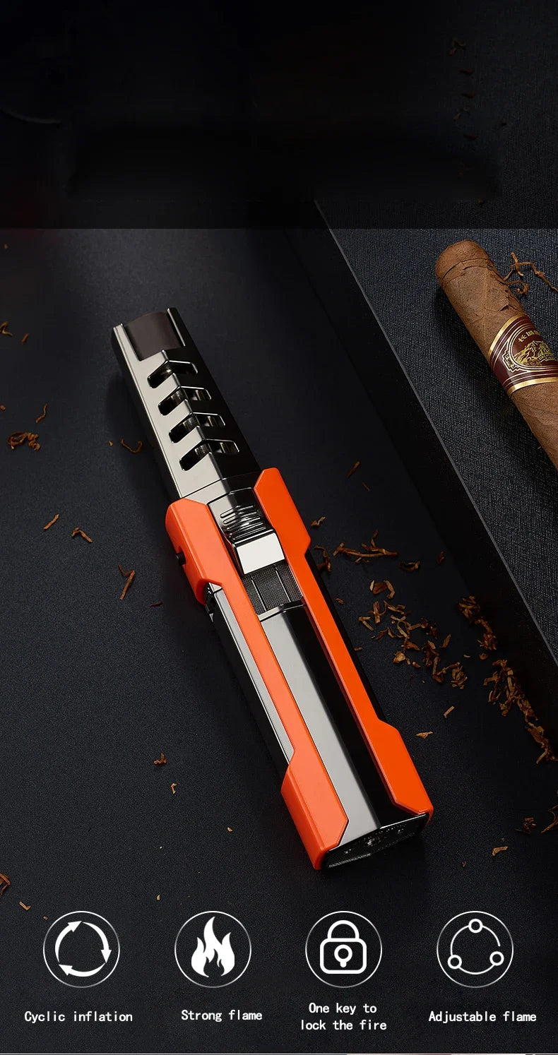 Kitchen BBQ Cigar Big Jet Flame Fire Butane Torch Outdoor Powerful Flame Camping Gun Lighter Mans Tools Without Gas No Box