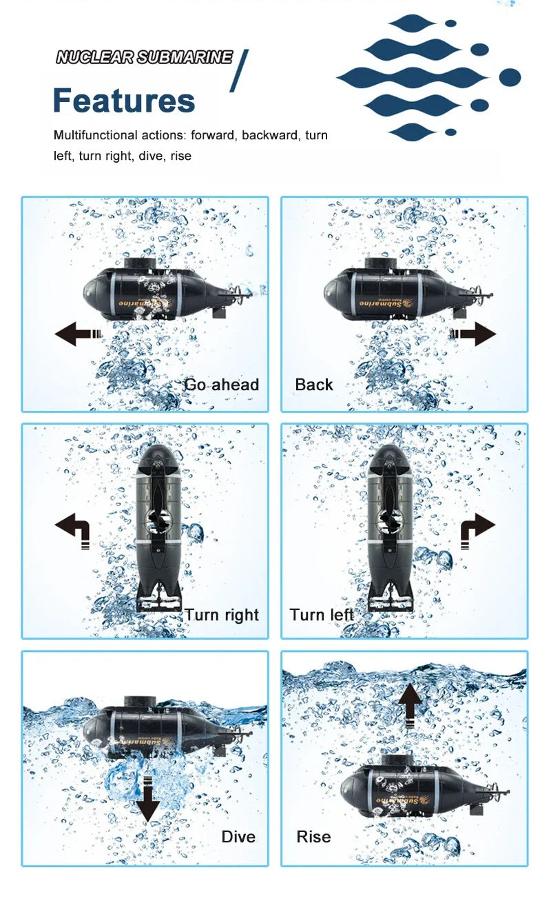 Electric Submarine Boat Underwater Diving Model Mini Playing Wireless Remote Control Model Boat Racing Toy Boys Christmas  Gifts