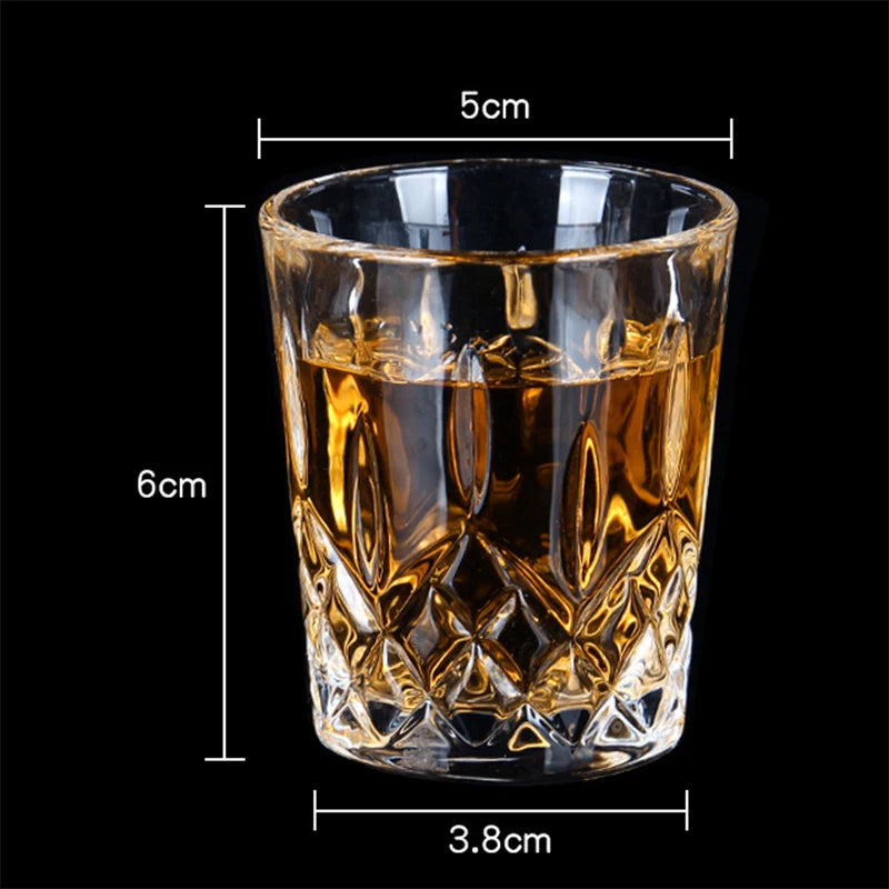 12pcs/8pcs/6pcs/4pcs/2pcs Embossed Glass 50ml Spirits Cups Engraved Tea Drinking Baijiu Cup Water Glass Small Capacity Wine Cup