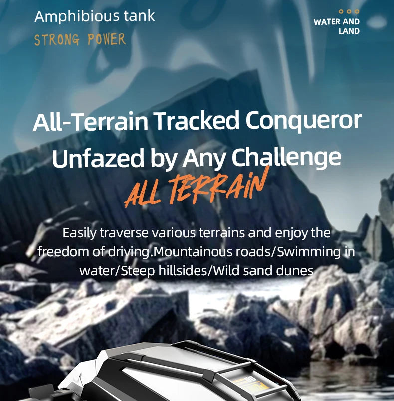 JJRC Q183 RC Car 2.4G Amphibious All Terrain Tracked Tank Remote Control Truck Climbing Off-Road Vehicle Waterproof Toy Kid Gift