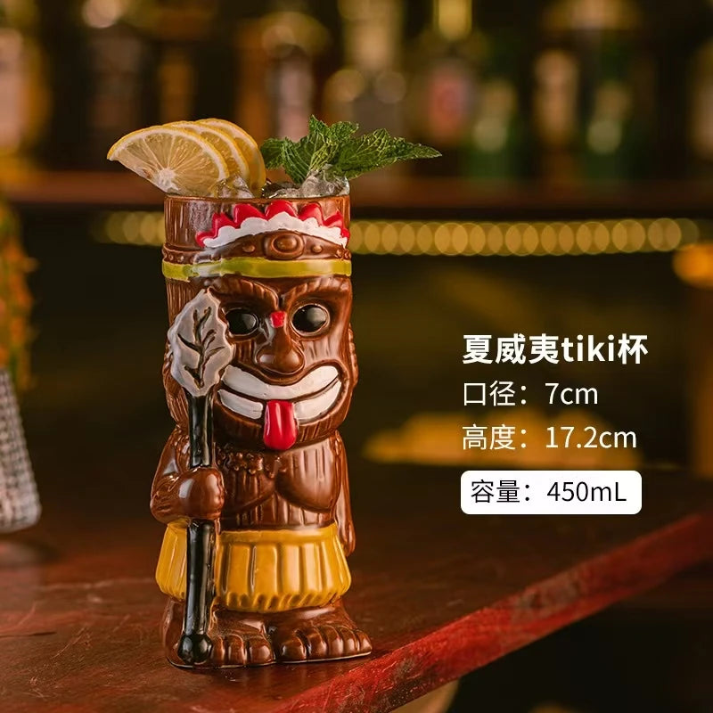 Hawaiian Cocktail Glass Cup,Ceramic Tiki Mug,Samiff Bar Glass,Personality Drinking