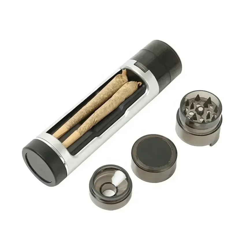 3 in 1 Plastic Herb Grass Grinder Kit with Tobacco Storage Tube Roll Paper Filling Machine DIY Pipe Smoking Accessories
