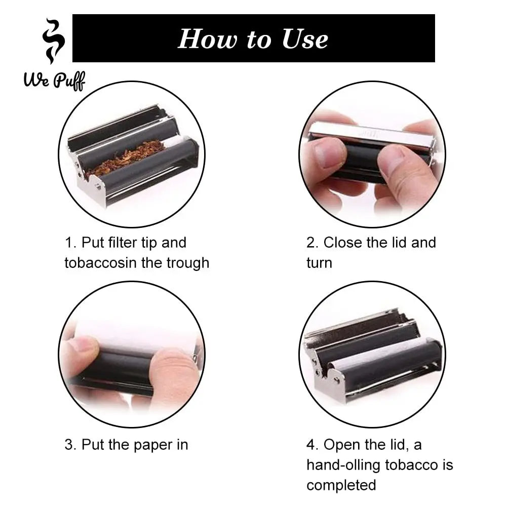WE PUFF Portable Mini Metal Manual Rolling Machine 70/78/110 MM Paper Tobacco Hand Roller Cigarette Maker Gadgets for Men Gift