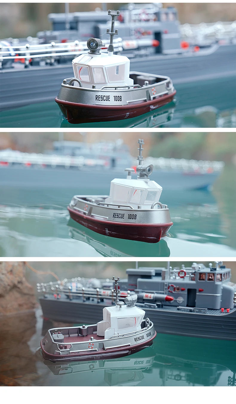 RC Boat 1/32 Remote Control Mini Rescue Boat Dual Motor Waterproof RC Racing Ship 2.4G Watercraft Speedboat Toys for Boys Gifts