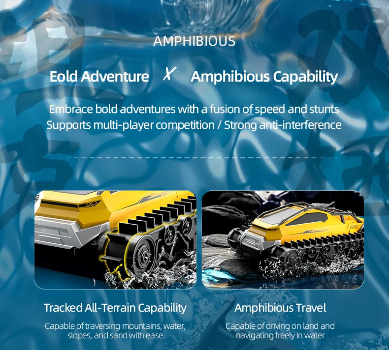 JJRC Q183 RC Car 2.4G Amphibious All Terrain Tracked Tank Remote Control Truck Climbing Off-Road Vehicle Waterproof Toy Kid Gift