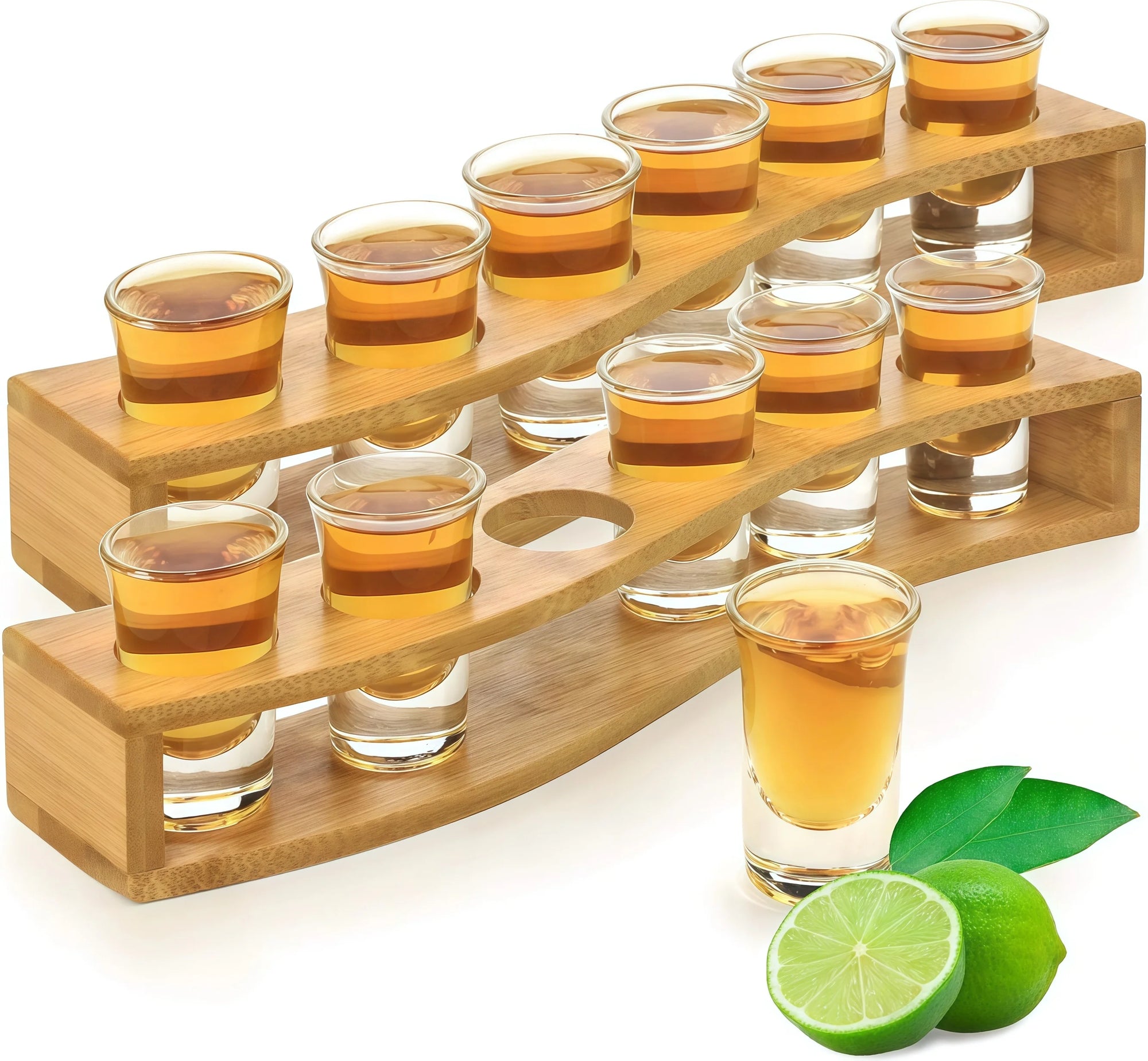 Shot Glasses 6pcs Shot Glass Set 1oz/30ml Shot Glass Holder Heavy Base for Whisky Tequila 6 Shot Glass Serving Tray (6pcs)
