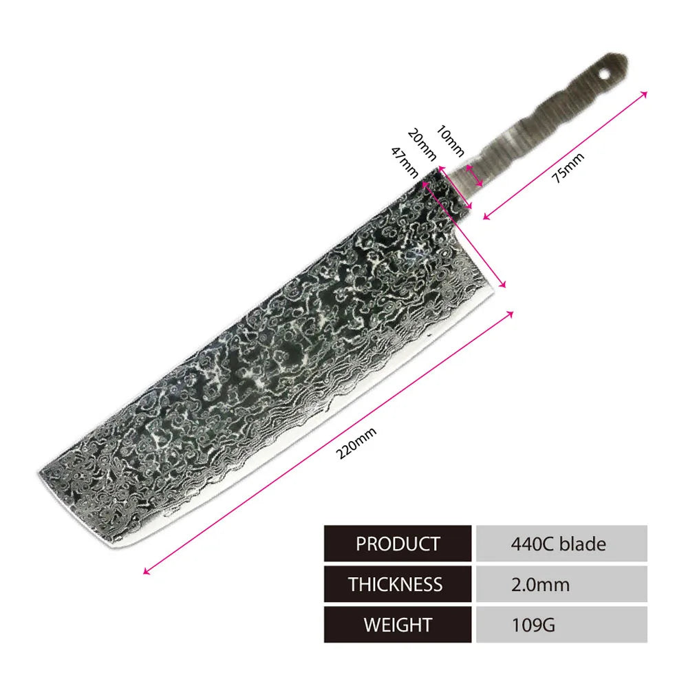 Amber 440C high carbon steel hammer black forge blade blank handle DIY knife blade
