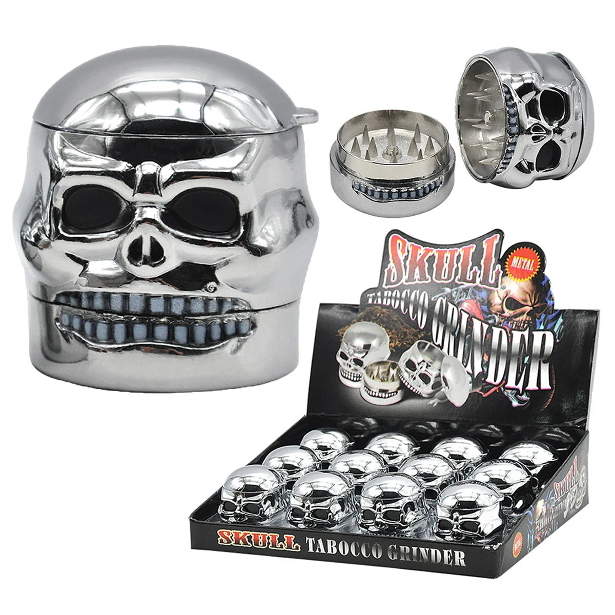 Mini Skull Tobacco Grinder Metal Halloween Gift Spice Crusher Small Portable 3 layers Herbs Grinder
