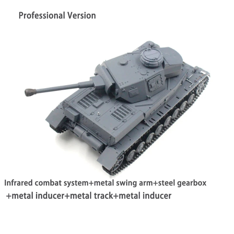 Henglong 3859 German IV F2 Electric Remote Control Tank Plays The Bullet And The Barrel Smokes The Military Model Toy.