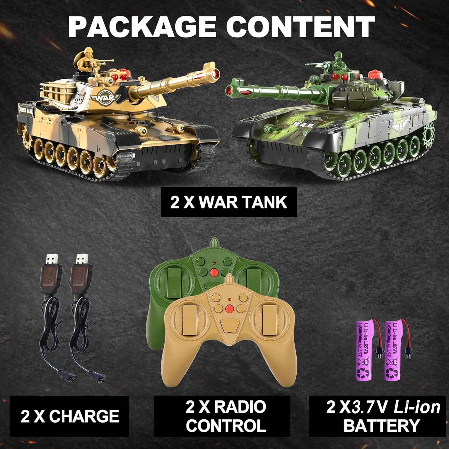 2 PACK RC tanks 2.4G Fighting Battle Tanks with LED Life Indicators Realistic Sounds Remote Control Boy Toys For Kids Children