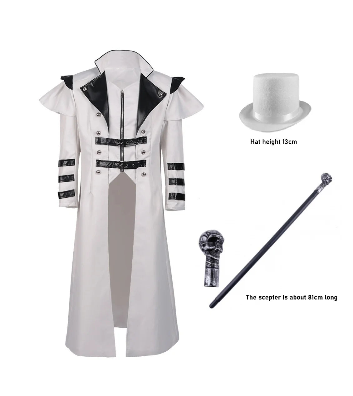 Halloween cosplay: a medieval stage performance costume with a split windbreaker, hat, and scepter for a palace banquet