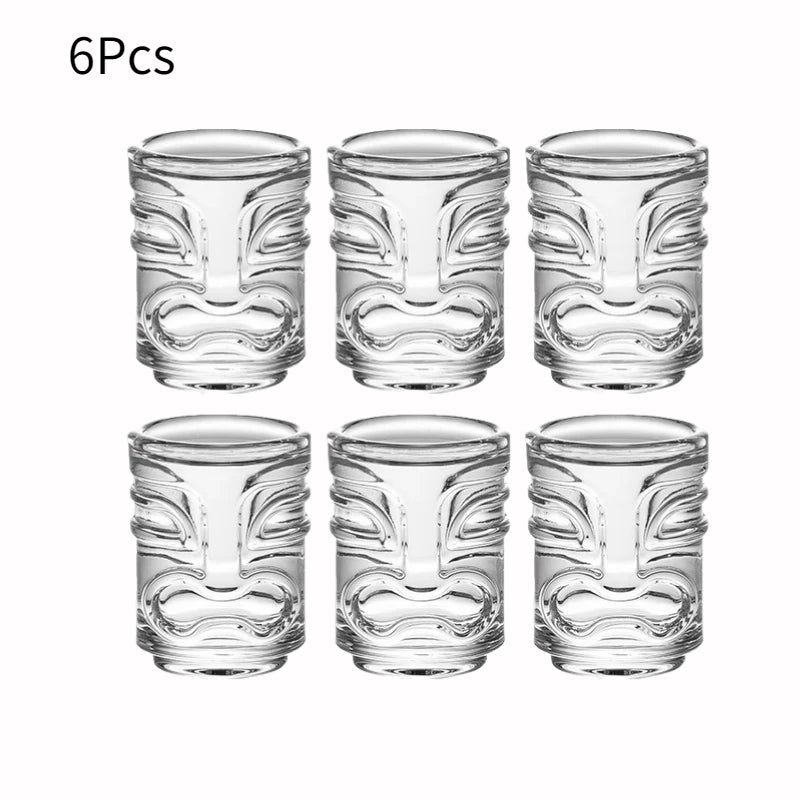 Creative Mini Tiki Glass Cup Shot Glasses Stacking Cups Cocktail Glass Tiki Cup Set With 6 Holes Tray Tiki Bar Accessories
