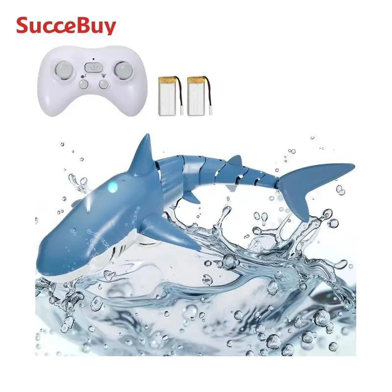 SucceBuy Intelligent RC Shark Whale Water Spray Toy Remote Control Ship Submarine Robot Fish Electrical Fish Toys for Children