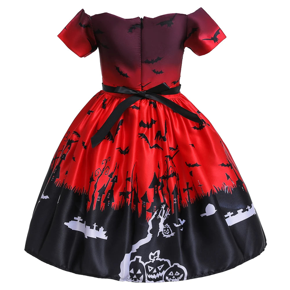 Halloween Bat Gothic Cosplay Girl Costumes Christmas Carnival Kids Pumpkin Birthday Costume for Children Princess Party Dresses
