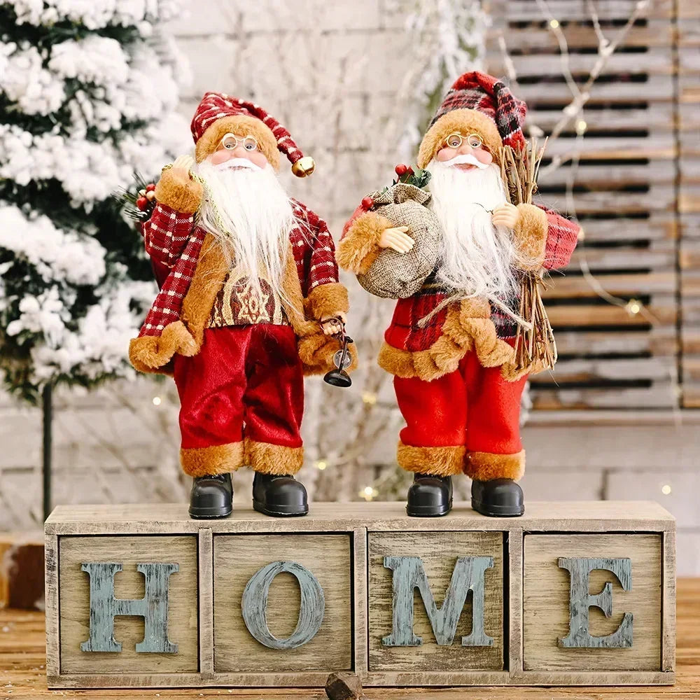 1~4PCS 2025 Christmas Decoration for Home Santa Claus Plush Doll 30cm Navidad Party Decor Xmas Ornaments New Year Gift