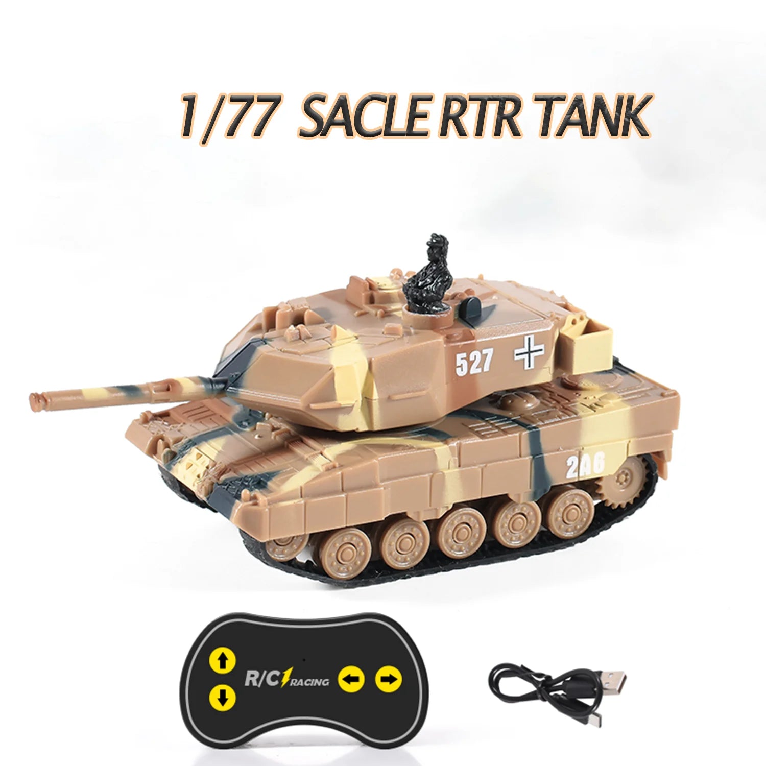 In Stock 1/77 RTR RC Mini Tank German Panther Battle Tank 360°Rotation LED Light 2.4G Remote Control Model Toy for Children Gift