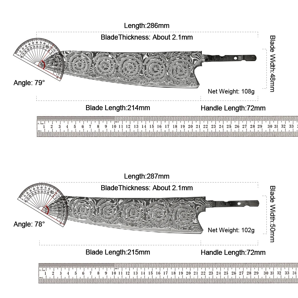 Amber Rose Pattern VG10 damascus steel kitchen blade chef knife kiritsuke nakiri santoku japanese petty DIY blade
