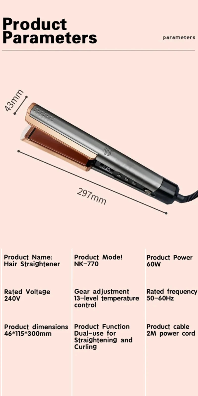 Popular Hair Straightener Global Travel Hair Straighteners for Women Fast Heating Hair Straightener