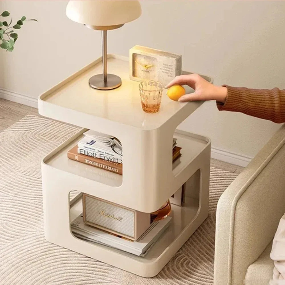 Simple Modern Bedside Side Table Space-Saving Multi-Functional Home Storage Rack Light Luxury Wrought Iron Stable Coffee Table