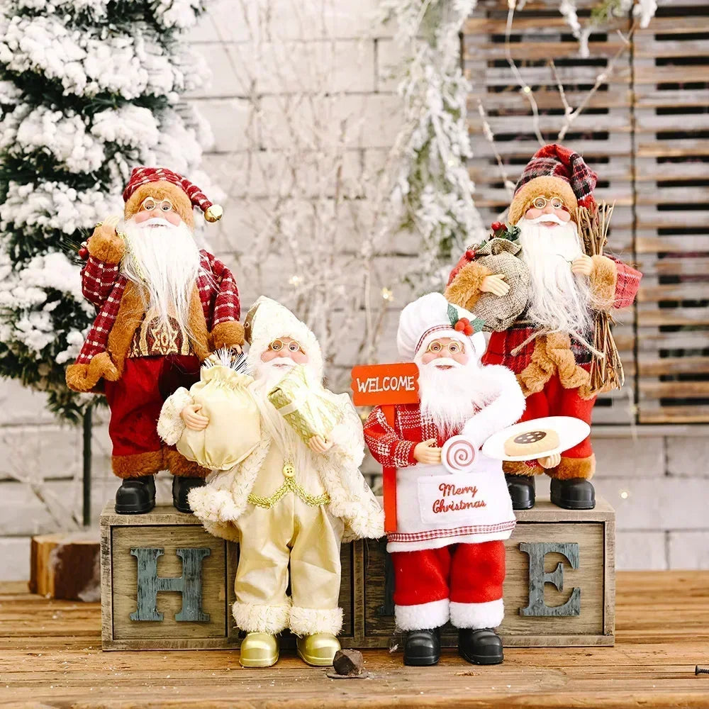 1~4PCS 2025 Christmas Decoration for Home Santa Claus Plush Doll 30cm Navidad Party Decor Xmas Ornaments New Year Gift