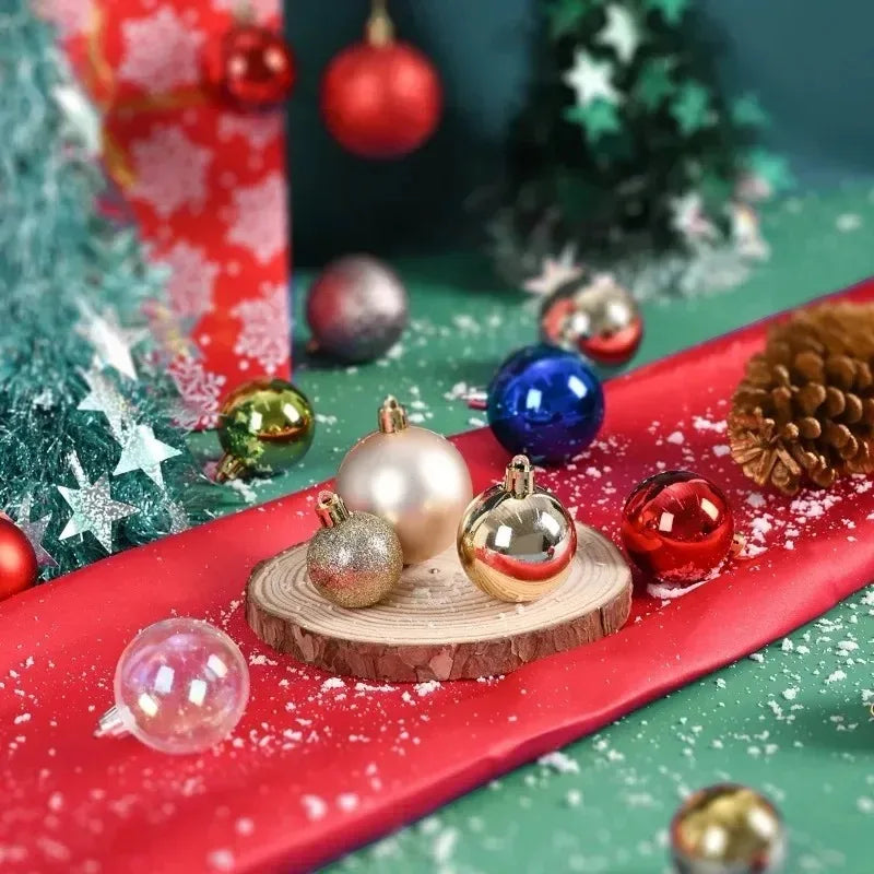 24Pcs 3/4/6CM Christmas Balls Hanging Christmas Tree Pendant Ornaments for Party Decor New Year Navidad Gifts 2026 Accessories