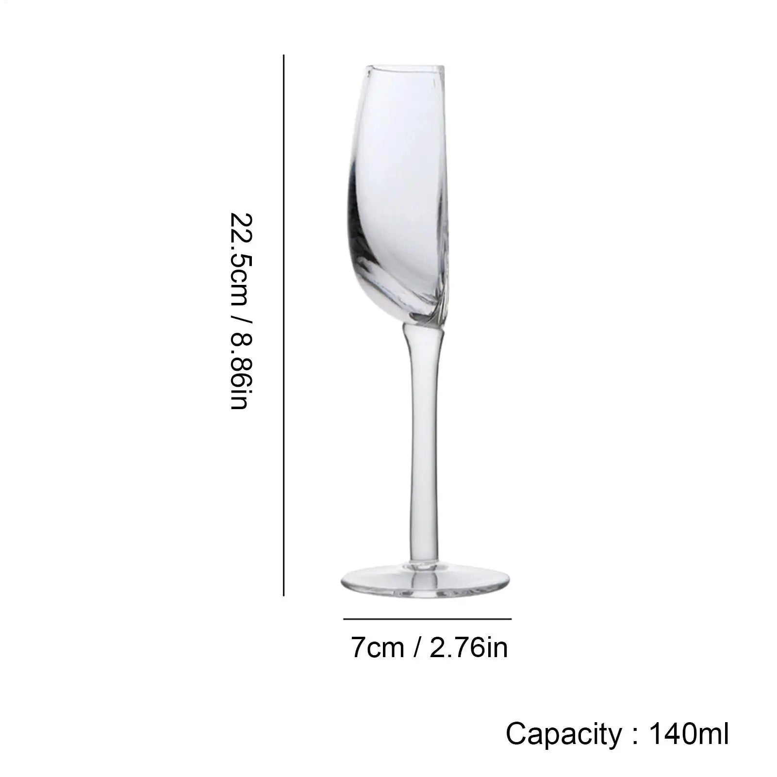 140ml Half Glass Champagne Wine Cups, Flexible Reusable Long Stem Design, Creative Wedding Holiday Glassware for Family Friends