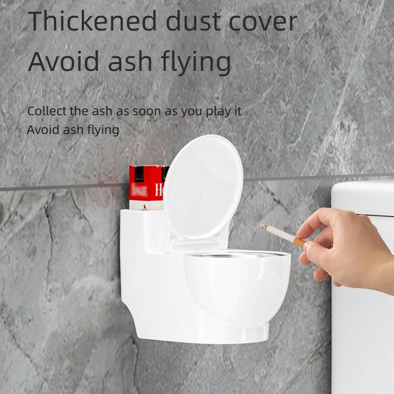 Ashtray, New Chinese Ashtray Creative Gift, Toilet Wall-mounted Ashtray With Lid, High Value, Anti-fly Ash Cute