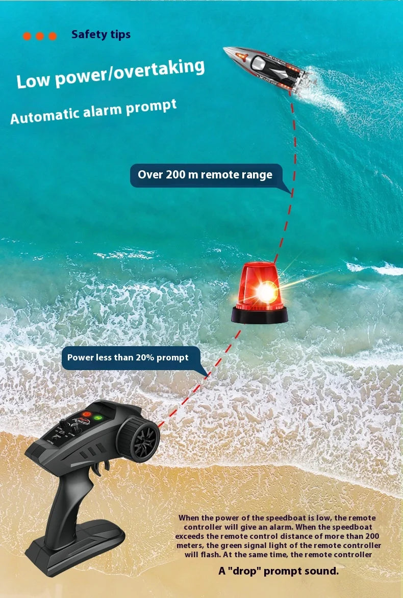 Hxjrc HJ816 High-Speed RC Boat 2.4G 55km/h Brushless Motor LED Light Speedboat Waterproof Electric Racing Model Toy