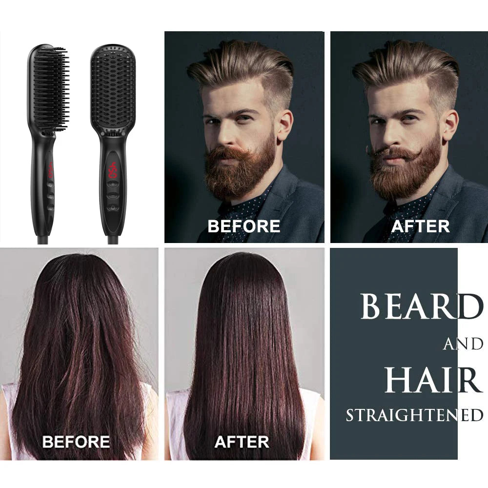 Hair Straightener Brush Comb Electric Hair Brushes Hot Comb Straightener For Hair Anti-scalding Ceramic Beard Straightener Brush
