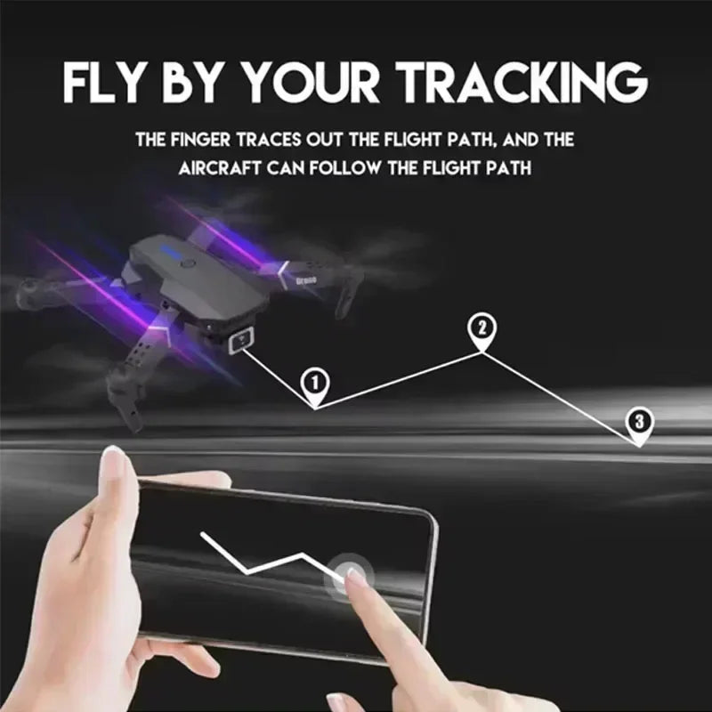 E88 Pro WiFi FPV Drone. Wide-angle HD 4K/1080P camera, height hold, foldable. Ideal RC quadcopter toy for Christmas boys gift.