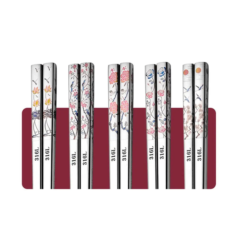 Luxury Reusable Cherry Blossom Healthy Dining Bar Sushi Kitchen Tools Tableware Chopsticks Kitchenware