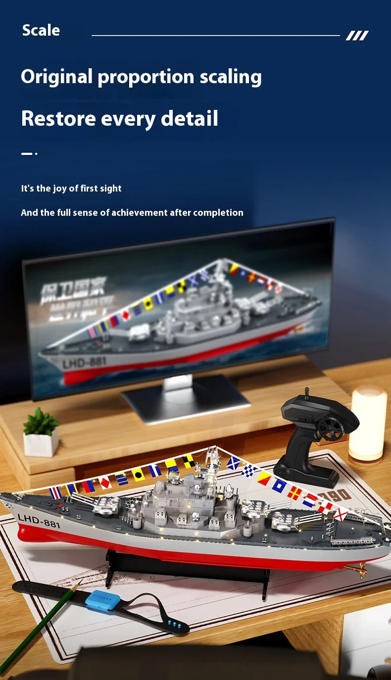 High-Speed Electric Remote Control Boat Speedboat Simulation Warship Oversized Model Launching Adult Children'S Toy Warship.