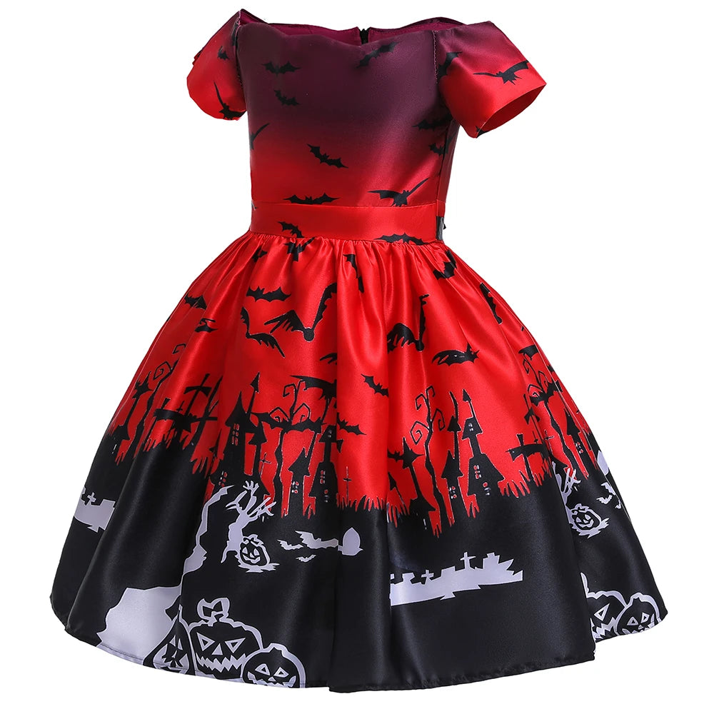 Halloween Bat Gothic Cosplay Girl Costumes Christmas Carnival Kids Pumpkin Birthday Costume for Children Princess Party Dresses