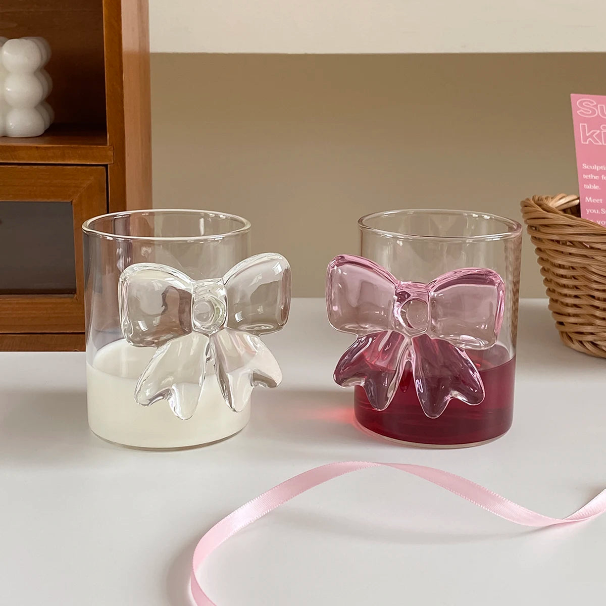 1Pc Handmade Glass Bow Tie Cup, Exquisite and Simple Bow Tie Glass Cup, Suitable for Daily Household Use as Drinking Cup, Milk Cup, Juice Cup, Candlelight Dinner, Family Party, Birthday Party Drinkware, Gift Giving