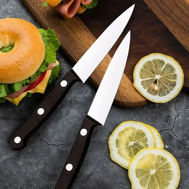 3/6Pcs Black Fruit Knife Kitchen Knife Professional Chef Knife Sharp Portable Kitchen Utensil Knife Peeling Anti-rust Anti-stick