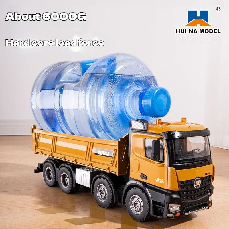 Huina 1536 1/14 Semi Alloy Transport Eight Wheeled Dump Truck With Sound And Light Remote Control Engineering Vehicle Toy Gift