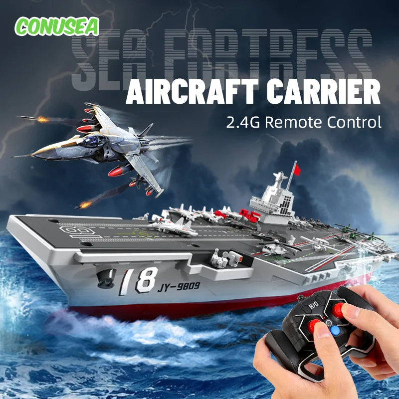 RC Boat Aircraft Carrier Warship Dual Motor Remote Control Ship Speedboat Electric Machine Model Children's Toys Outdoor Pool