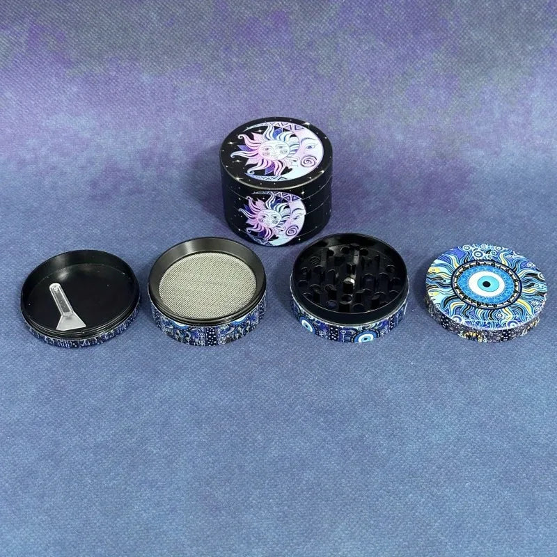 2inch Sun Moon Herb Grinder Spice Manual Crusher Metal Pestle 4-Layers Pepper Mortar Salt Mill Grinder Tools Smoking Accessories