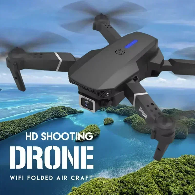 E88 Pro WiFi FPV Drone. Wide-angle HD 4K/1080P camera, height hold, foldable. Ideal RC quadcopter toy for Christmas boys gift.