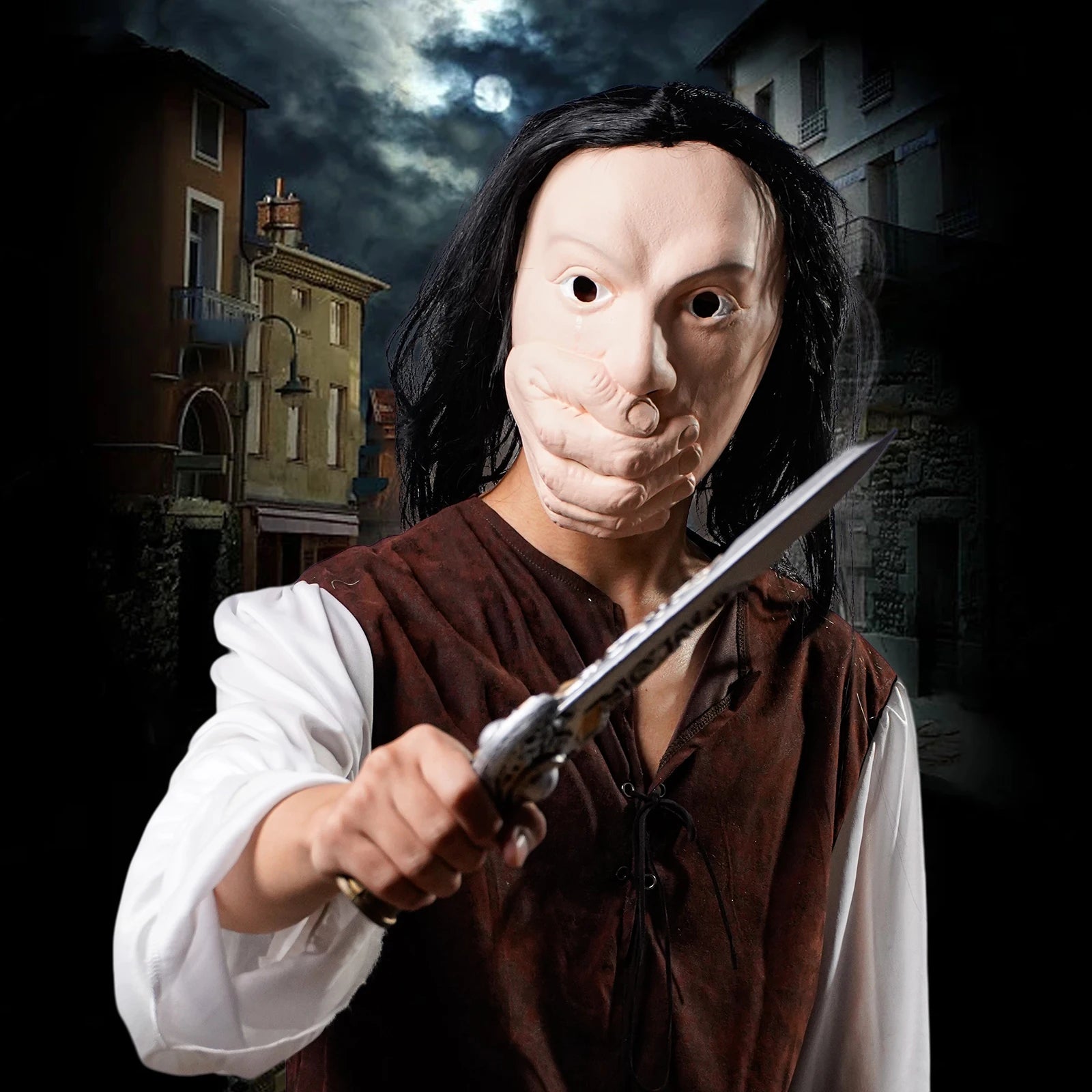 Horror masks, role-playing, and pranks - with detailed hair and facial features - makeup activities, Halloween costumes