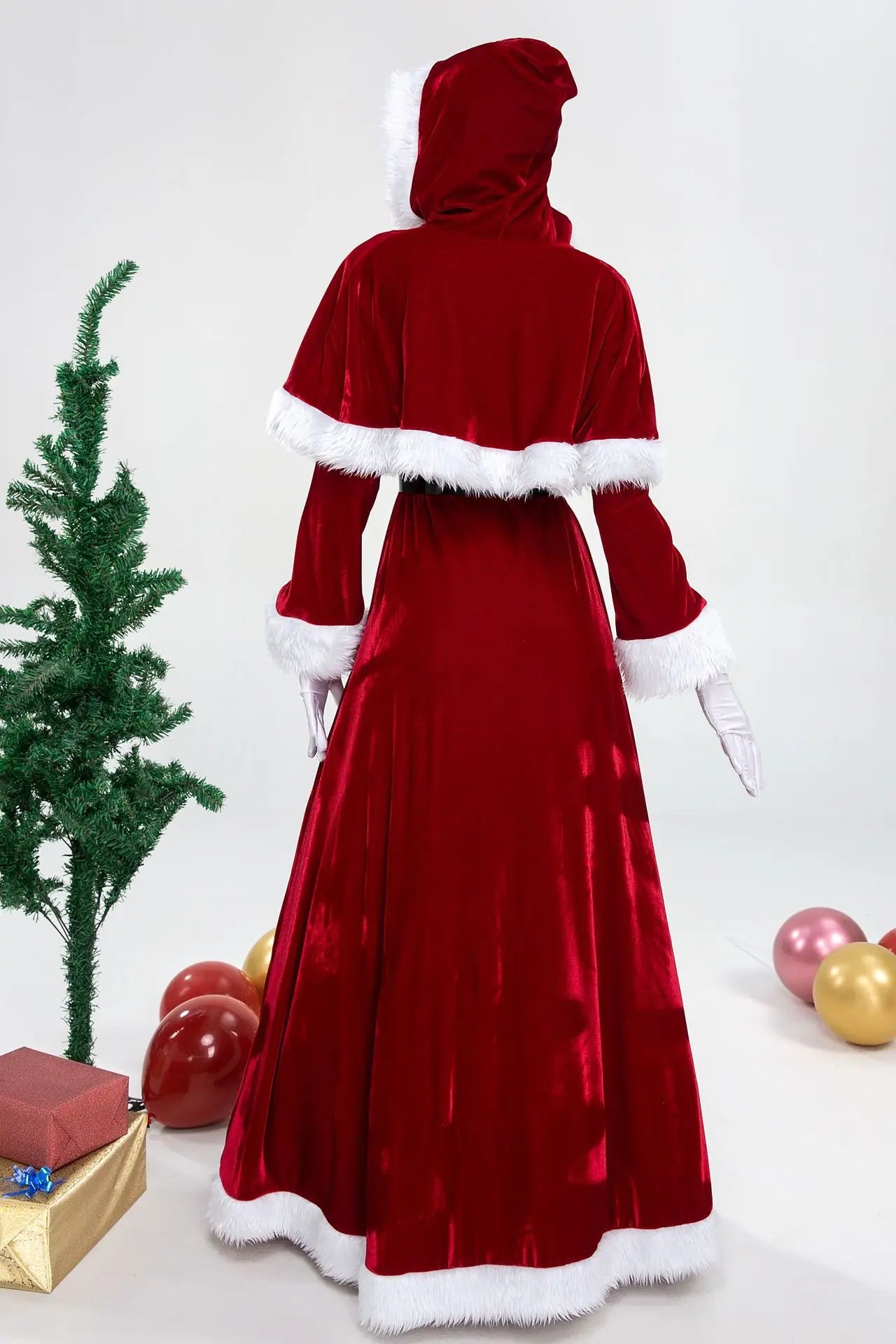 Deluxe Classic Mrs. Claus Christmas Costume Xmas Party Santa Claus Cosplay Women Red Dress Christmas Queen Carnival Party Dress
