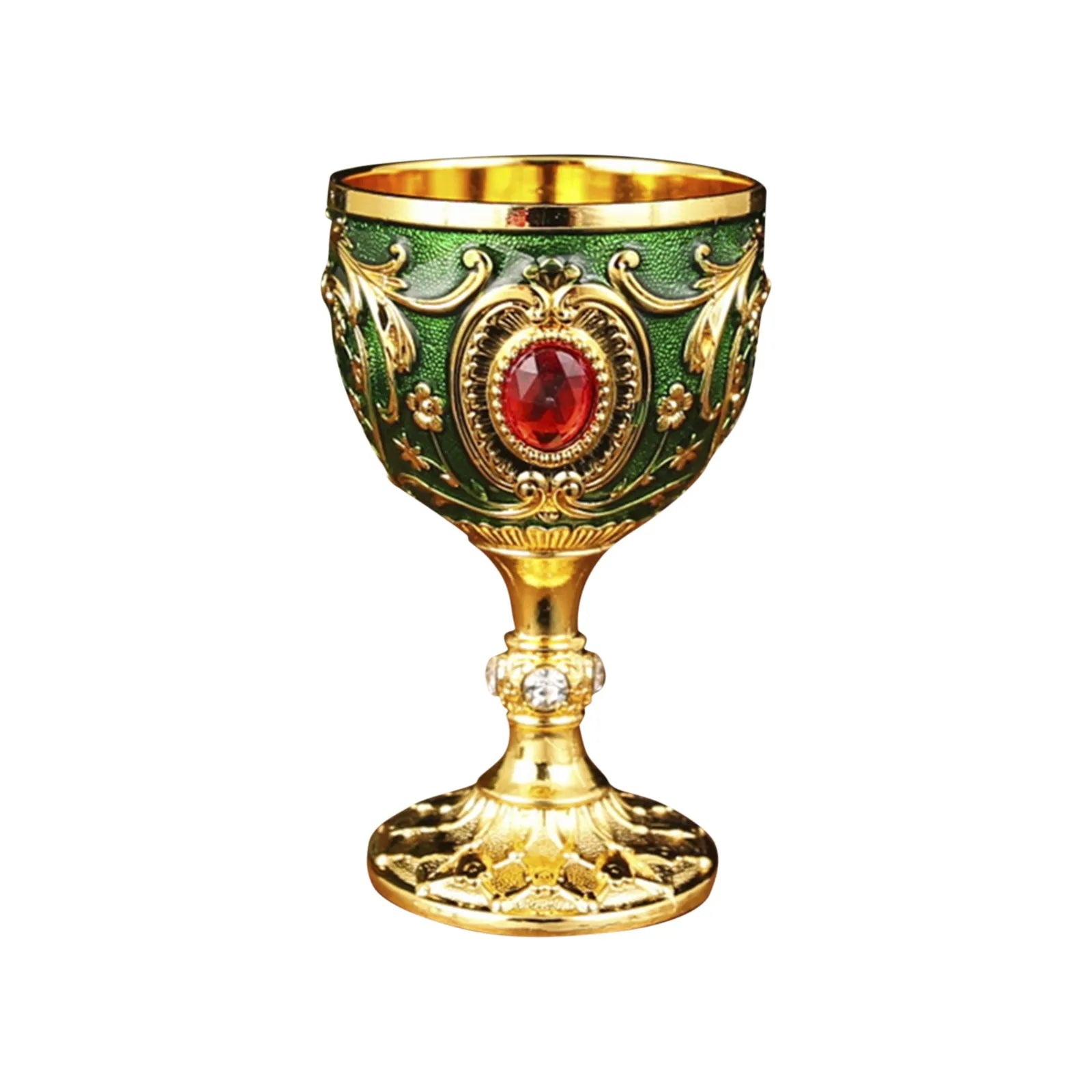 Delicate Drink Cup Retro Metal Diamond-encrusted Wine Glass European Style  Whiskey Glass Anti-break Chalice Gift